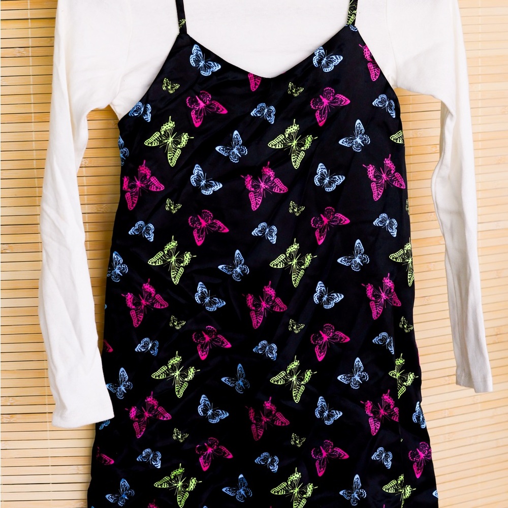 Shirt/dress set adorned with butterflies giving that y2k aesthetic
